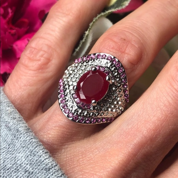 New! 925 stamped sterling silver/crystals ring 6 - Picture 2 of 8